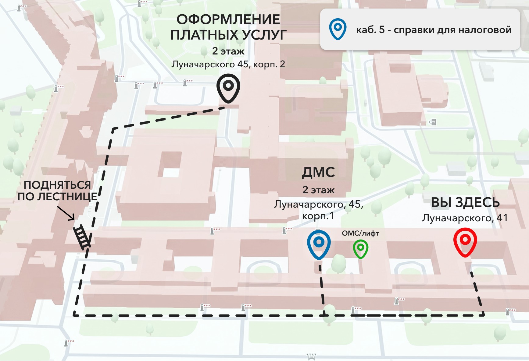 Схема прохода к платным услугам