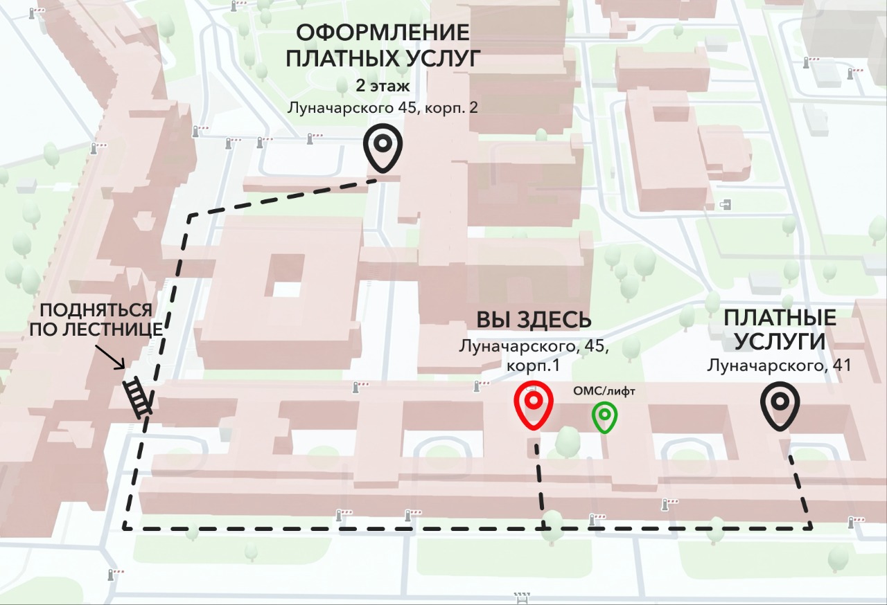 Схема прохода к платным услугам